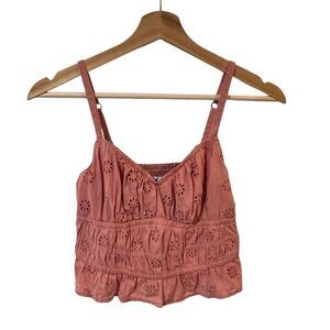 Hollister Womens Y2K Babydoll Eyelet Cami Top Size XS Cottage Coquette Feminine